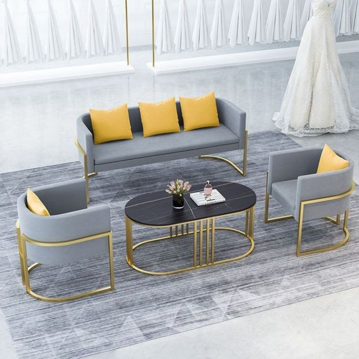 Outdoor set 4pieces, Dark gray*Golden - S136