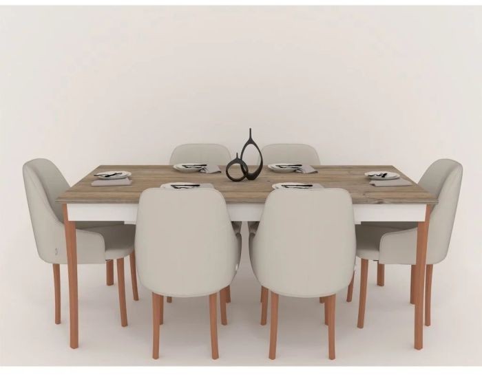 Dining table 6 chairs, Beige - DIR 22