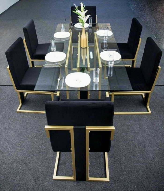Dining Table, 7 pieces Gold - DT126
