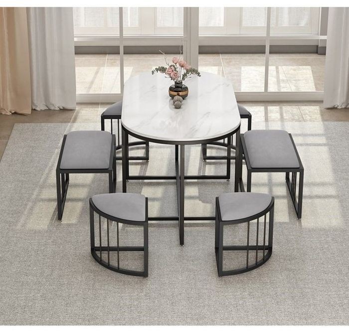 Dining Table, 7 pieces Black *White - DT117