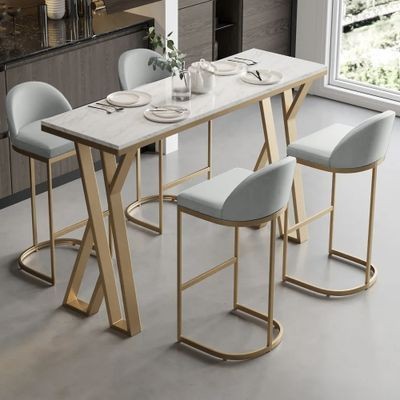 Dining Table, 5 pieces Gold *White - DT116