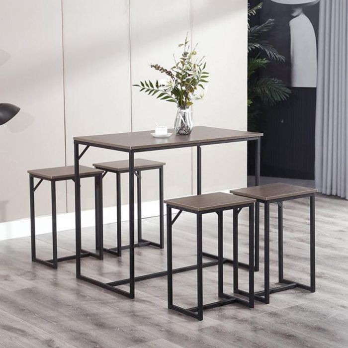 Table with 4bar chairs, Brown*Black - S58