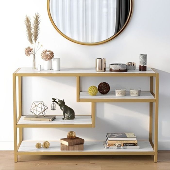 Consol, 90x30x100cm, Gold*White - S24