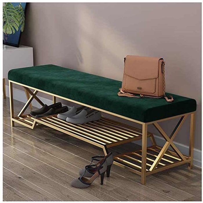 Banquet shoe rack, green*golden - S85