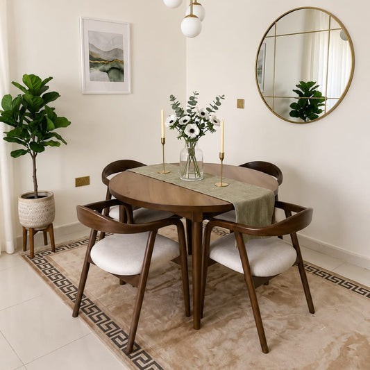 سفرة خشب زان - 5 قطع - TEAK104