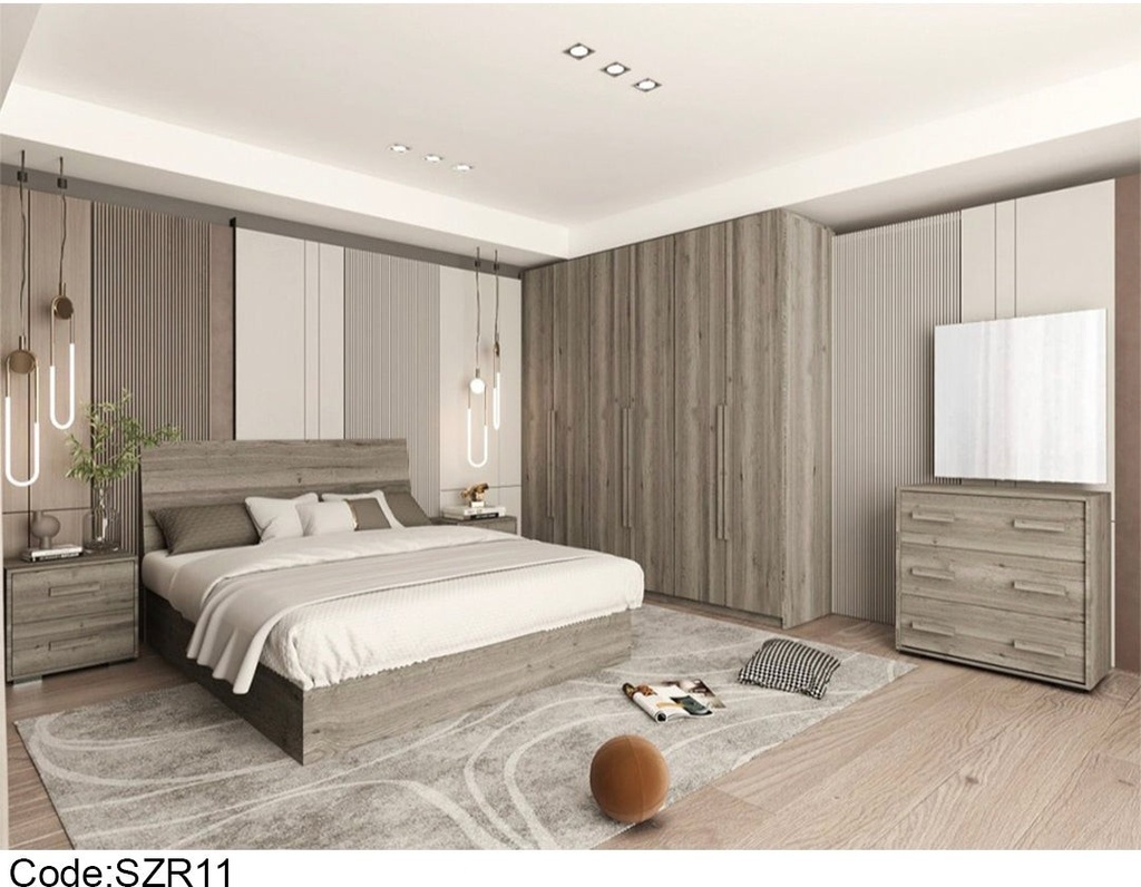 szr11 - غرفة نوم مودرن خشب كاملة 5 قطع